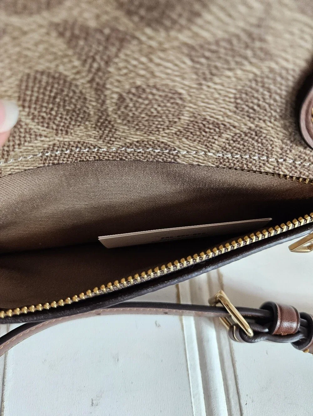 Coach Satchel OS Rowan Signature Canvas Crossbody Top Handle Gold Tan Brown